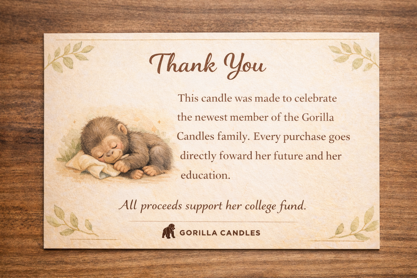 Baby Gorilla  Scented Candle