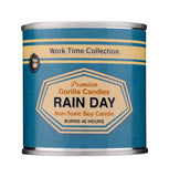 Close up of Rain Day candle label